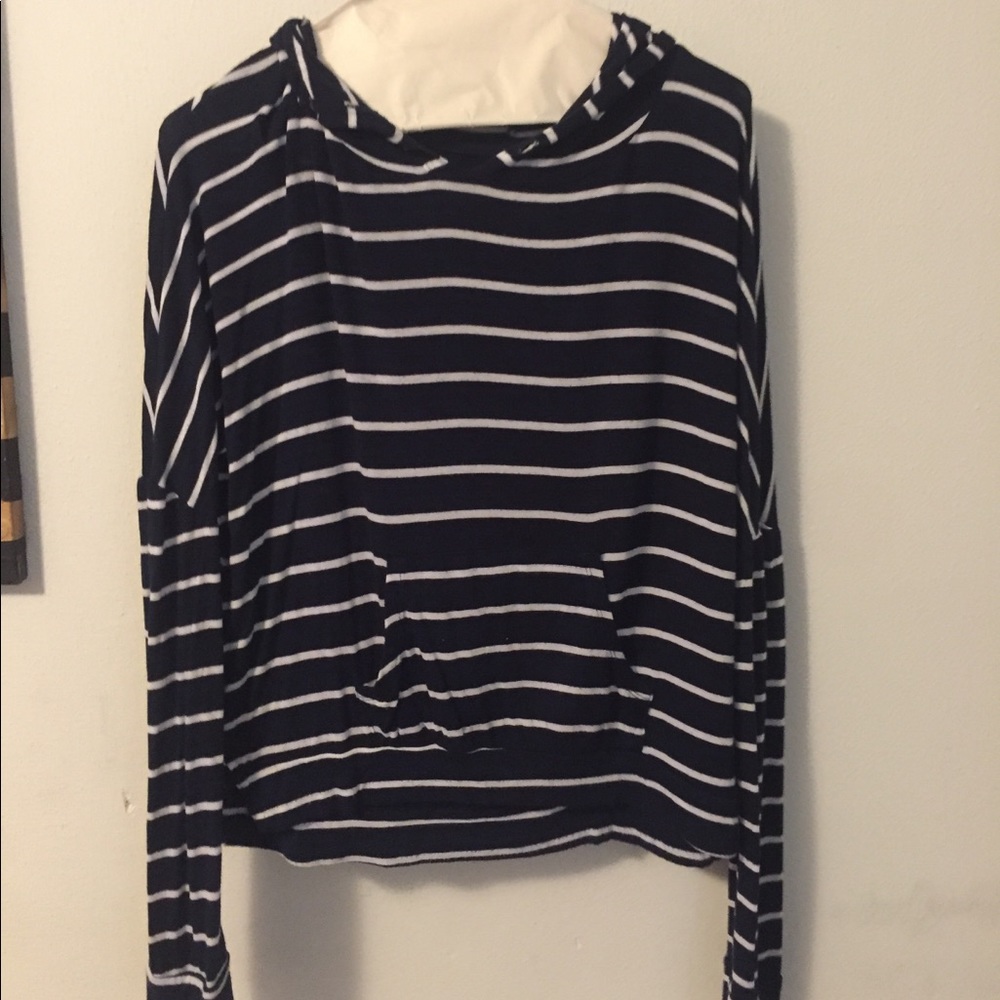 Navy and white stripped thin hoodie